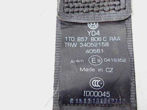 Foto 2ª: Cinturón Trasero Derecho Volkswagen Touran 110CV 81KW [CFH] (2015)