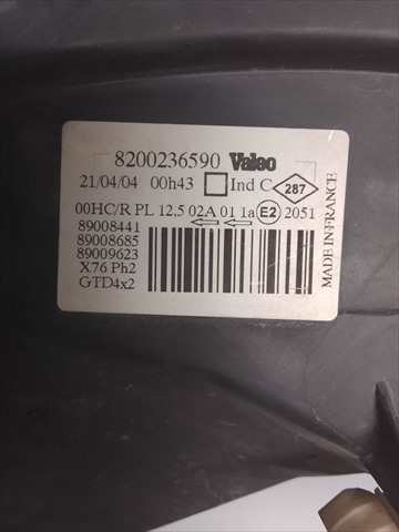Foto 3ª: Faro Izquierdo Renault Kangoo 1.5 D [D/K9KA7] (2004)