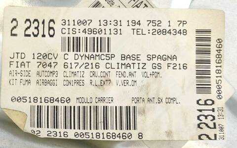 Elevalunas Eléctrico Delantero Izquierdo Fiat Croma 1.9 MJTD 194AXB1B) FURGONETA