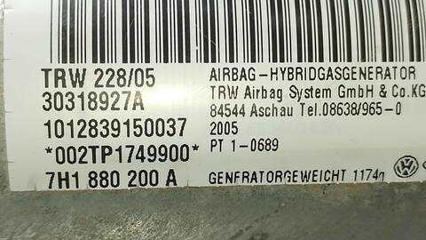 Foto 4ª: Airbag Delantero Derecho Volkswagen Transporter D T5 FURGONETA CAJA CERRADA BATALLA LARGA) (2003)