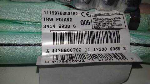 Foto 3ª: Airbag Cortina Delantero Derecho Mercedes Vito 2.1 CDI CAT 136CV 100KW (2014)