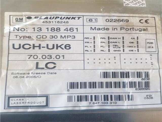 Foto 2ª: Sistema Audio Radio CD Opel Astra 1.3 CDTI [Z 13 DTH]