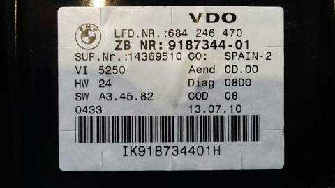 Foto 3ª: Cuadro de Instrumentos Bmw Serie 3 315 320D BERLINA 184CV 135KW [N47D20C] (2011)