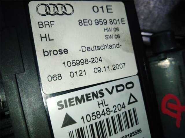Foto 2ª: Elevalunas Eléctrico Trasero Izquierdo Audi A4 1.9 TDI [1.9 LTR. - 81 KW TDI] [AFN]