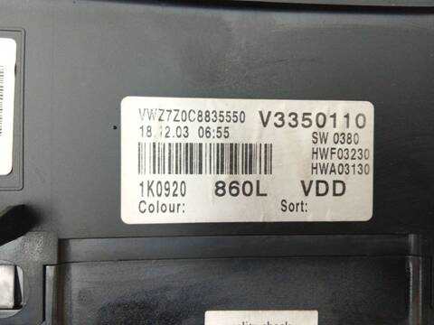 Foto 4ª: Cuadro de Instrumentos Volkswagen Golf 2.0 TDI 16V 140CV 103KW [BKD,CBDB,CFHC] (2004)