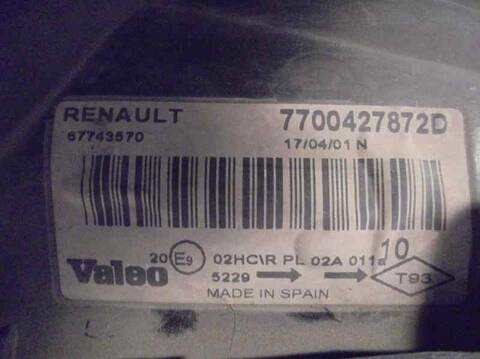 Foto 2ª: Faro Izquierdo Renault Megane 1.9 DTI DIESEL BERLINA 80CV 59KW I FASE 2 BERLINA BA0) [F9Q Q7] (2001)