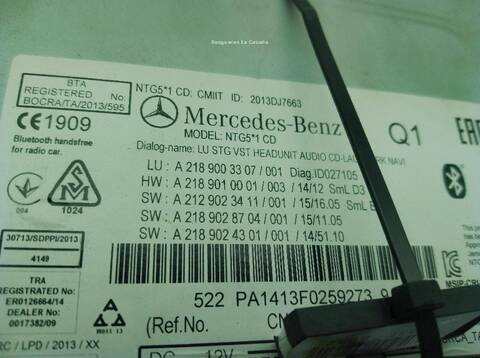 Foto 3ª: Sistema Audio Radio CD Mercedes Clase E 180 E 220 CDI - BLUETEC 212.001 212.002) (2009)