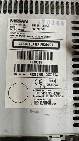 Foto 2ª: Sistema Audio Radio CD Nissan Navara 2.5 D D40 4P 171 CV [YD25] (2006)
