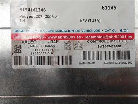 Foto 3ª: Centralita Motor ECU Peugeot 207 1.4 72CV 53KW [KFV (TU3A)] (2009)
