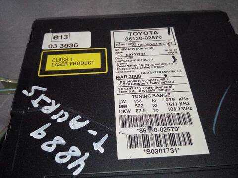 Foto 2ª: Sistema Audio Radio CD Toyota Auris LUNA 90CV 66KW [1NDTV] (2008)