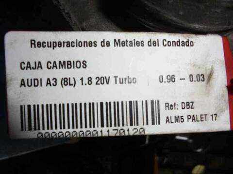 Foto 3ª: Caja Cambios Audi A3 1.8 20V TURBO 150CV 110KW (1996)