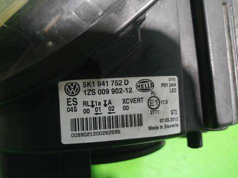 Foto 3ª: Faro Derecho Volkswagen Golf ADVANCE 105CV [CAYC] (2008)