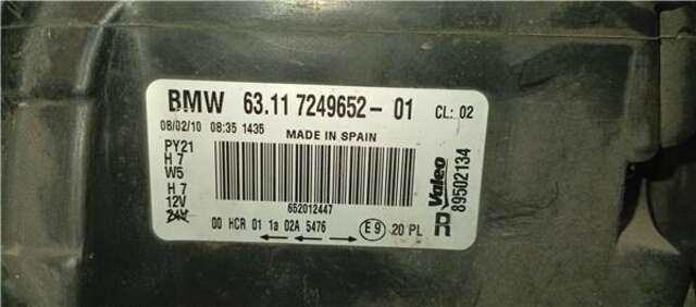 Foto 2ª: Faro Derecho Bmw Serie 1 114 2.0 116D [2.0 LTR. - 85 KW 16V DIESEL CAT] [N47 D20 C]