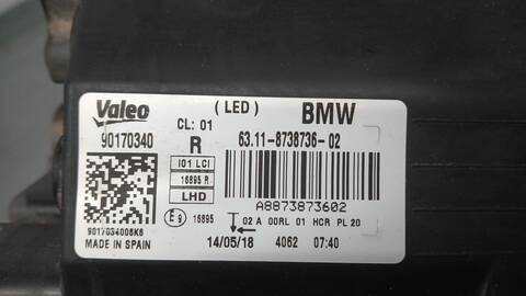 Foto 3ª: Faro Derecho Bmw i3 ELECTRIC 170CV 125KW [IB1P25B] (2018)