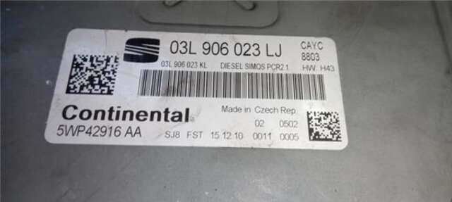 Centralita Motor ECU Seat Altea 1.6 4KIDS ERENCE ECOMOTIVE [1.6 LTR. - 77 KW TDI]