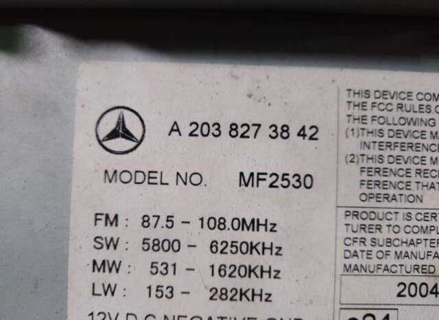 Sistema Audio Radio CD Mercedes Clase C 160 1.8 180 COMPRESSOR (203.046) [1.8 LTR. - 105 KW CAT]