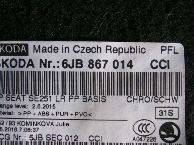 Foto 3ª: Tapizados Cartoneras Seat Toledo 1.6 TDI 2013-2017 [CXM] (2016)