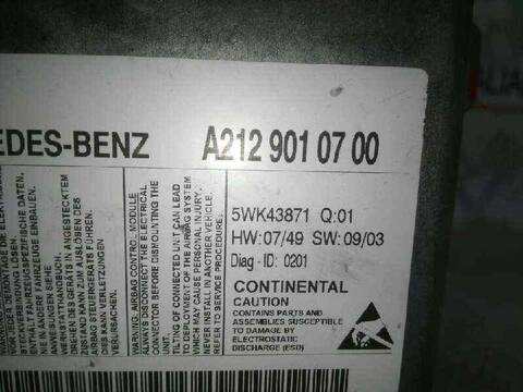 Foto 3ª: Centralita Airbag Mercedes Clase E 180 170CV 125KW (2009)