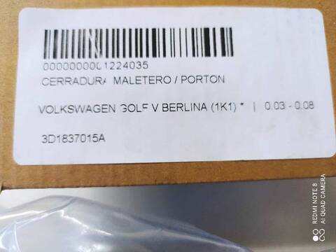 Foto 3ª: Cerradura Maletero Portón Volkswagen Golf BERLINA 105CV 77KW