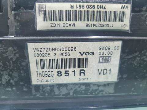 Foto 2ª: Cuadro de Instrumentos Volkswagen Transporter D 131CV 96KW T5 COMBI FURGONETA [BNZ] (2008)