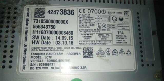 Sistema Audio Radio CD Opel Adam 1.4 BLACK LINK ECOFLEX [1.4 LTR. - 64 KW 16V]