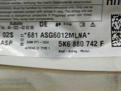 Foto 2ª: Airbag Cortina Delantero Derecho Volkswagen Golf ADVANCE BLUEMOTION 105CV 77KW [CAY] (2012)