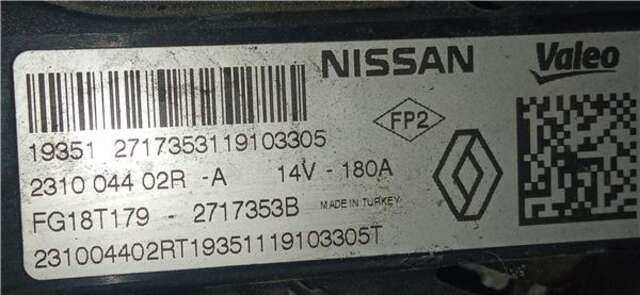 Alternador Dacia Duster 1.5 ESSENTIAL [1.5 LTR. - 85 KW BLUE DCI DIESEL FAP CAT]