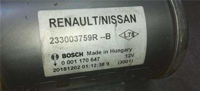 Motor de Arranque Dacia Dokker 1.5 STEPWAY ESSENTIAL [1.5 LTR. - 70 KW BLUE DCI DIESEL FAP CAT]