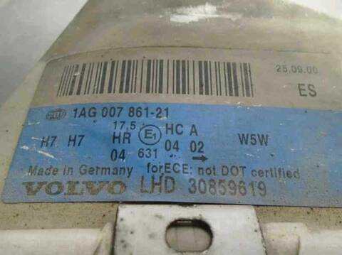 Foto 2ª: Faro Izquierdo Volvo S40 1.9 DIESEL CAT BERLINA 115CV 85KW [D4192T3] (2000)