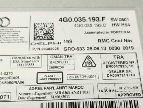 Foto 2ª: Sistema Audio Radio CD Audi A6 2.0 TFSI AVANT 180CV 132KW [CDNB] (2013)