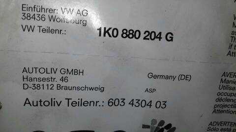 Foto 2ª: Airbag Delantero Derecho Volkswagen Golf SPORTLINE BERLINA 140CV 103KW [BKD] (2004)