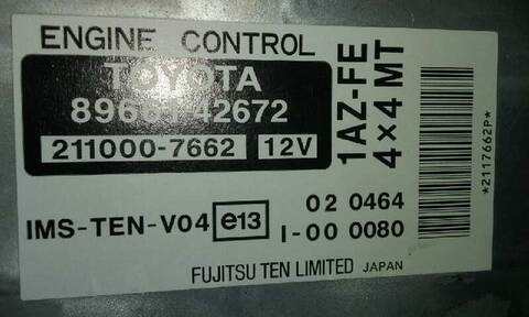 Foto 2ª: Centralita Motor ECU Toyota Rav4 2.0 16V CAT 150CV 110KW [1AZ-FE] (2002)