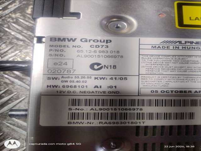 Foto 2ª: Sistema Audio Radio CD Bmw Serie 1 114 204D4 BERLINA (2004)