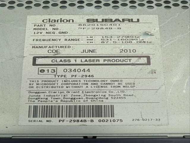 Foto 2ª: Sistema Audio Radio CD Subaru Forester XS CLASSIC 147CV 108KW [EE20] (2012)