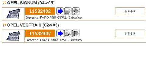 Foto 2ª: Faro Derecho Opel Vectra BERLINA 100CV 74KW