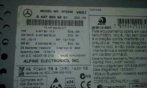 Foto 3ª: Sistema Audio Radio CD Mercedes Vito 109/111 CDI LANG 447.601) 114CV 84KW [R9M502] (2014)