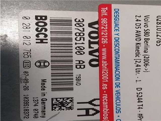 Foto 3ª: Centralita Motor ECU Volvo S80 2.4 D5 AWD KINETIC BERLINA 185CV 136KW [D 5244 T4] (2007)