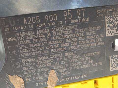 Foto 4ª: Centralita Airbag Mercedes Clase C 160 C 300 205.348) COUPE 245CV 180KW [274920] (2018)