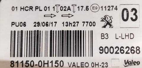 Foto 3ª: Faro Izquierdo Peugeot 108 1KR (2017)