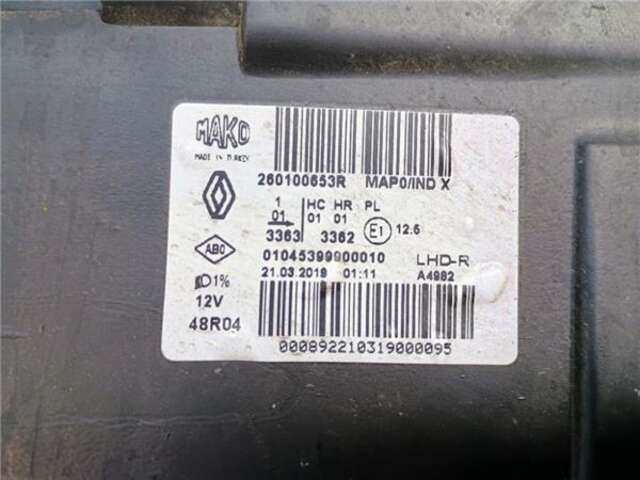 Foto 2ª: Faro Derecho Renault Clio 0.9 BUSINESS [0.9 LTR. - 66 KW TCE ENERGY BIVALENT. GASOLINA - GPL] [H4B B4 EURO 6AD]