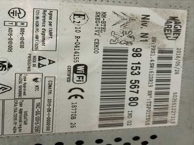 Foto 2ª: Sistema Audio Radio CD Peugeot 2008 ACTIVE 100CV 73KW [BH02] (2016)