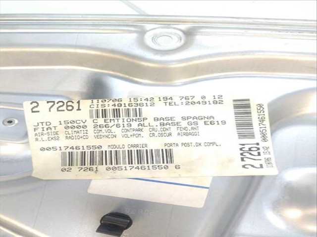 Foto 3ª: Elevalunas Manual Trasero Derecho Fiat Croma 1.9 D MULTIJET 194AXC1B 194AXC12) (2005)