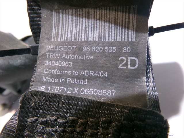 Foto 4ª: Cinturón Trasero Derecho Peugeot 5008 2.0 HDI 2009-2013 [RH02] (2012)