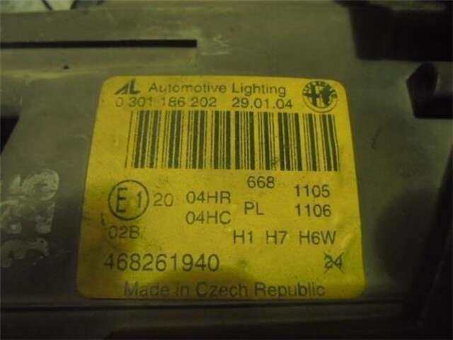 Foto 3ª: Faro Derecho Alfa Romeo 147 1.6 T.SPARK ECO DISTINCTIVE [1.6 LTR. - 77 KW 16V CAT] [AR 37203]