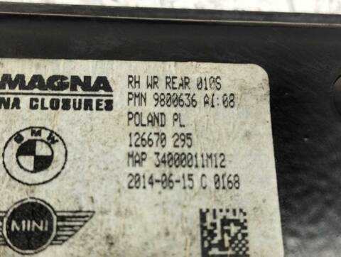 Foto 4ª: Elevalunas Manual Trasero Derecho Bmw Mini COOPER D 112CV 82KW [N47C20A] (2014)