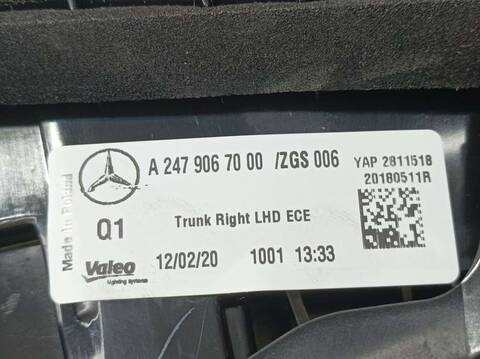 Foto 3ª: Piloto Trasero Derecho Mercedes Clase B 150 B180 136CV 100KW [282914] (2020)