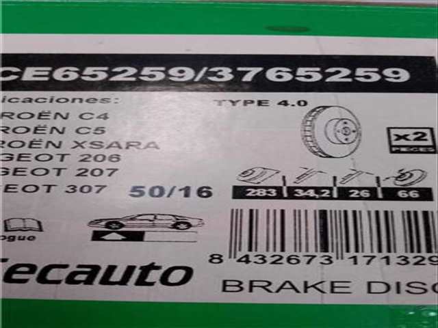 Foto 2ª: Disco Freno Delantero Peugeot 206 1.1 54CV