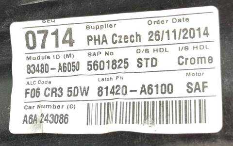 Foto 2ª: Elevalunas Manual Trasero Derecho Hyundai i30 1.6 CRDI (2011)