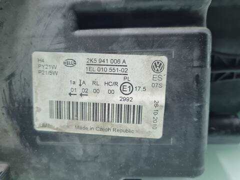 Foto 3ª: Faro Derecho Volkswagen Caddy FURGON ECONOMY BLUEMOTION 102CV 75KW [CAYD] (2012)