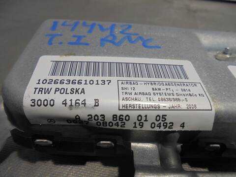 Foto 2ª: Airbag Lateral Trasero Izquierdo Mercedes Clase C 160 350 CGI 219.357) 292CV 215KW [M272985] (2008)